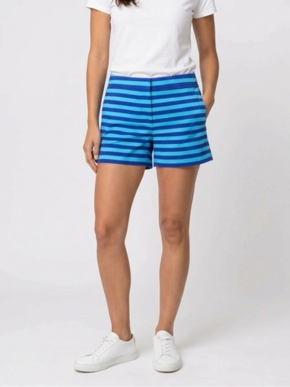 J.Crew Blue Green Striped Textured Shorts Size 0 Preppy Coastal